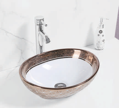 Evaan Inner White Outer Rose Gold  table top art basin SF 9516-42