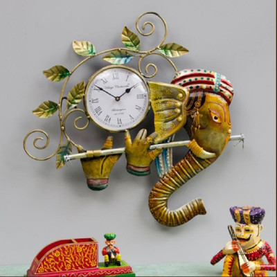 OPPERSTE METAL MULTICOLOR GANESHA WALL CLOCK