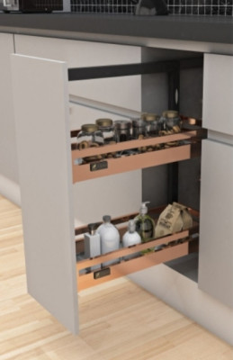 Kitchen Soft-Closing Shelf  Side Mounting Pullout Unit  Stainless Steel (PVD Rose Gold Finish) 2 shelf