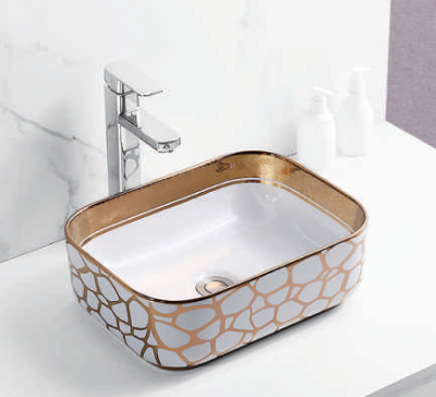 Evaan Inner White Outer Rose Gold table top art basin SF 9465-7