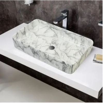 mansico crown marble print table top art basin  1008
