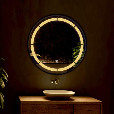 EVAAN Round LED Wall Mirror(3 Tone-White Light, Natural Light, Warm Light) led m 19