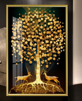 Evaan Golden tree Printed Painting Wall décor