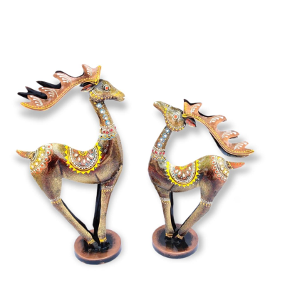 OPPERSTE IRON CHINKARA DEER SCULPTURES SET OF 2