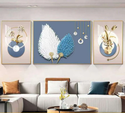 Evvan Abstract Wall Painting set of 3 Crystal Wall Painting