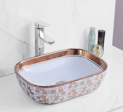 Evaan Inner White Outer Rose Gold table top art basin SF 9408-66