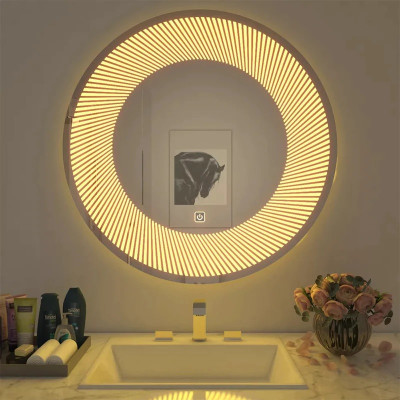 EVAAN Round LED Wall Mirror(3 Tone-White Light, Natural Light, Warm Light) led m 7