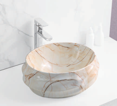 Evaan Glossy Marble table top art basin SF 9459-3