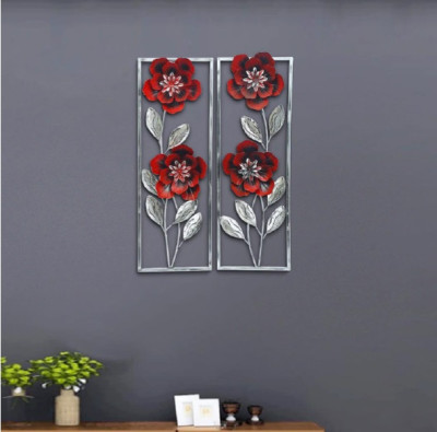 OPPERSTE RED & SILVER FLORAL
WALL D E COR