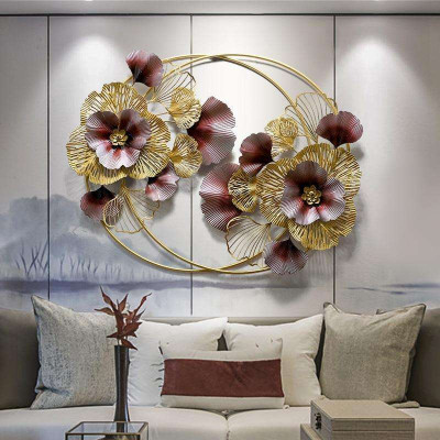 Red Floral Metal Wall Art