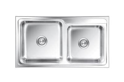 Nirali Silent Square Ornate BG Series Stainless Steel Double Bowl Kitchen Sink - (39.5 x 21.5) Inches