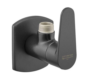 Asianpaints Matt Black Angle Cock With Wall Flange MBALAC101