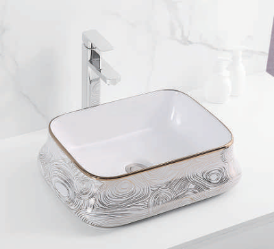 Evaan Inner White Outer Rose Gold table top art basin SF 9440-8