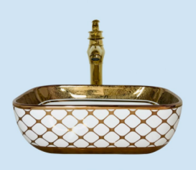 POWER PLUS Glossy Gold Table Top Basin PPTT-499