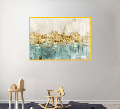 Evvan Gold Abstract Painting Modern Decor Wall Art Gold Canvas