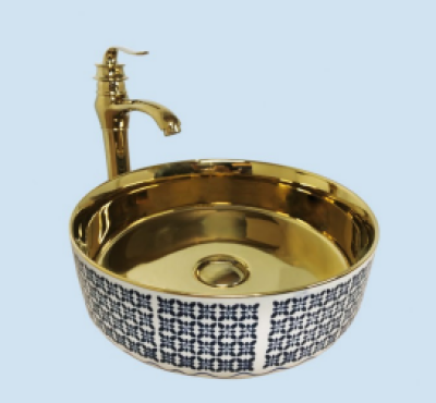 POWER PLUS Glossy Gold Table Top Basin PPTT-493