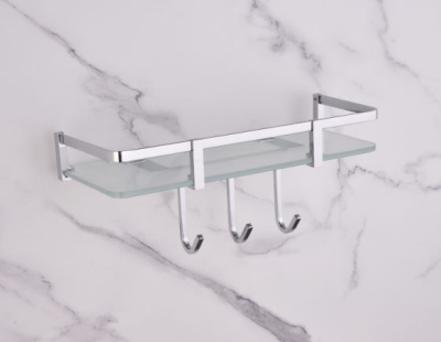 Manjula Shelf & Corner Glass Chrome Finish Glass Hook Manjula Shelf