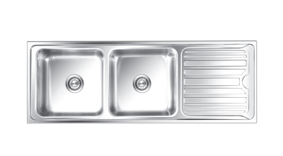 Nirali Silent Square Luxor BG Series Stainless Steel Double Bowl Kitchen Sink - (61 x 21.5 ) Inches