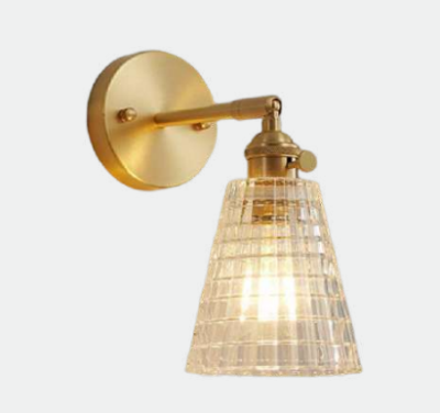 Neptune Copper Body Glass Lampshade LED Wall Light 6258