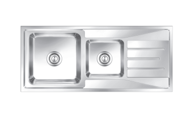 Nirali Silent Square Orus BG Series Stainless Steel Double Bowl Kitchen Sink - (46 x 20 ) Inches