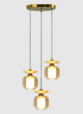 Neptune Glass Pendant Light for Dinning Room Amber LED Hanging Lamps CD3447/3