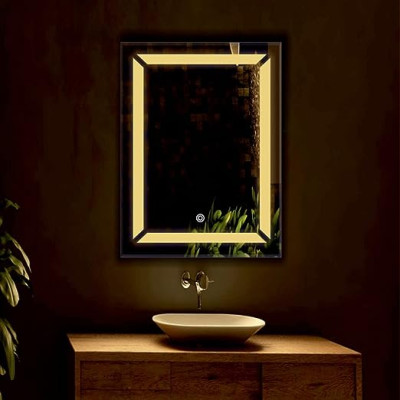 EVVAN Rectangular  LED Wall Mirror(3 Tone-White Light, Natural Light, Warm Light) led m41