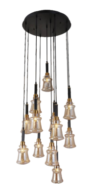 NEPTUNE Luxury Light Smokey Glass Brown Brass Chandelier  1002-6