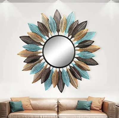 Multicolor Leaf Design Wall Mirror