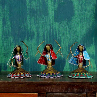 OPPERSTE METAL DANCING WOMEN HUMAN FIGURINES SET OF 3