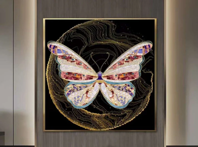 Evvan Butterfly Glass Painting 80 x 80 cm