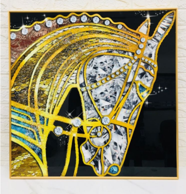 Evvan luxury horse crystal painting with diamonds