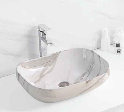 Evaan Glossy marble table top art basin SF 9473-8