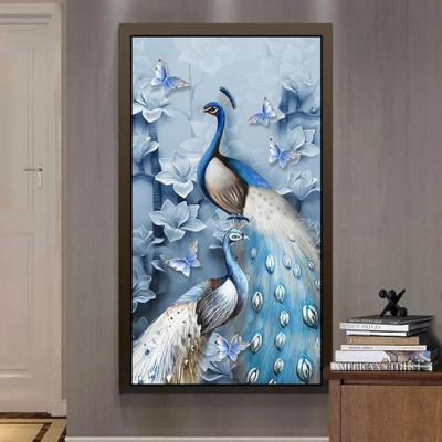 Evaan Peacock and Flower Modern Art wall frame