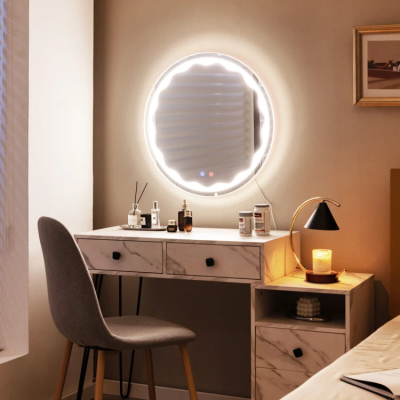 Evaan Alcott Round LED Mirror with 3 LED Lights