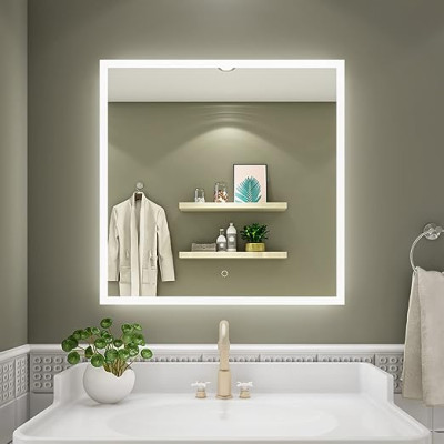 EVVAN Rectangular  LED Wall Mirror(3 Tone-White Light, Natural Light, Warm Light) led m34