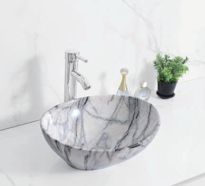 Evaan Glossy Marble table top art basin SF 9516A-3