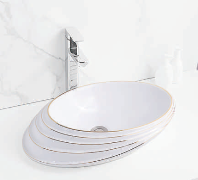 Evaan White Line Design table top art basin SF 9488-1