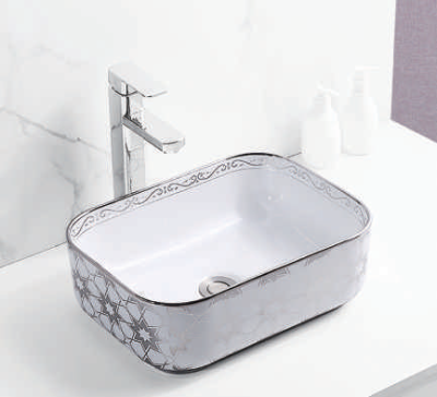 Evaan Inner White Outer Silver table top art basin SF 9465-9
