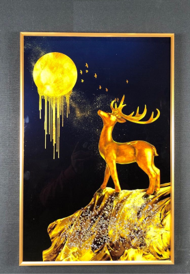 Evvan Goldan deer with moon wall art