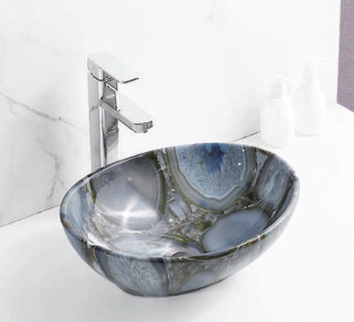 Evaan Glossy Marble table top art basin SF 9516-91