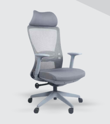 Gray Plastics Mesh High Back Swivel Chair Adjustable Headrest Ergonomic Executive Chair EMC-010