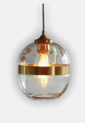 Neptune Gold Banded Glass Pendant Light 8716/1CLE