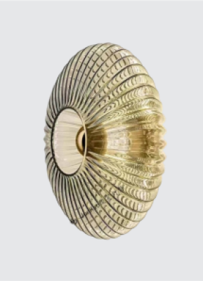 Neptune Round Wall Sconce Modern Ribbed Glass Wall Lamp 6415