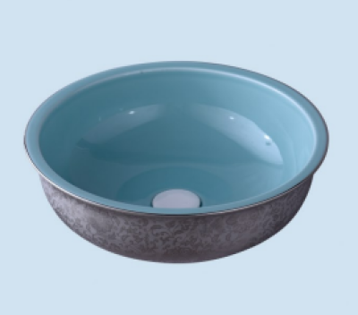 POWER PLUS Glossy Sky With Silver Table Top Basin PPTT-568