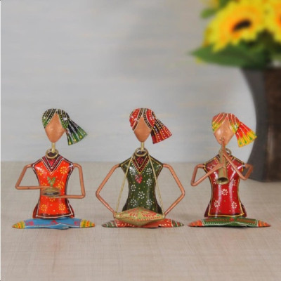 OPPERSTE IRON MULTICOLOR SITTING MUSICIAN DOLL SET OF 3