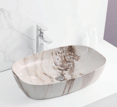 Evaan Glossy marble table top art basin SF 9417B-12