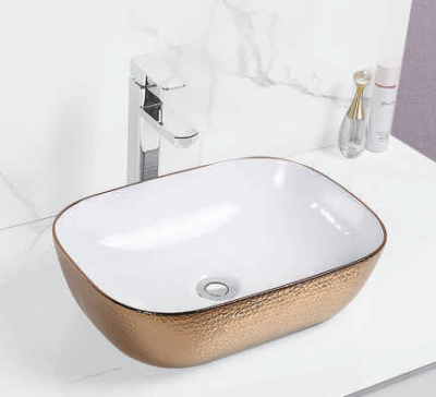 Evaan Inner White Outer Rose Gold table top art basin SF 9408-50