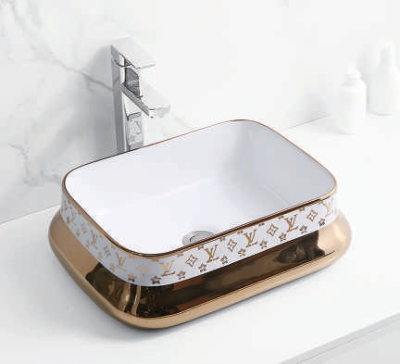 Evaan Inner White Outer Rose Gold table top art basin SF 9440-7