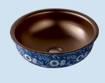 POWER PLUS Glossy Brown With Blue Table Top Basin PPTT-569