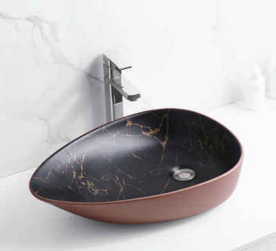 Evaan Inner Black Outer Red Bronze table top art basin SF 9492-2